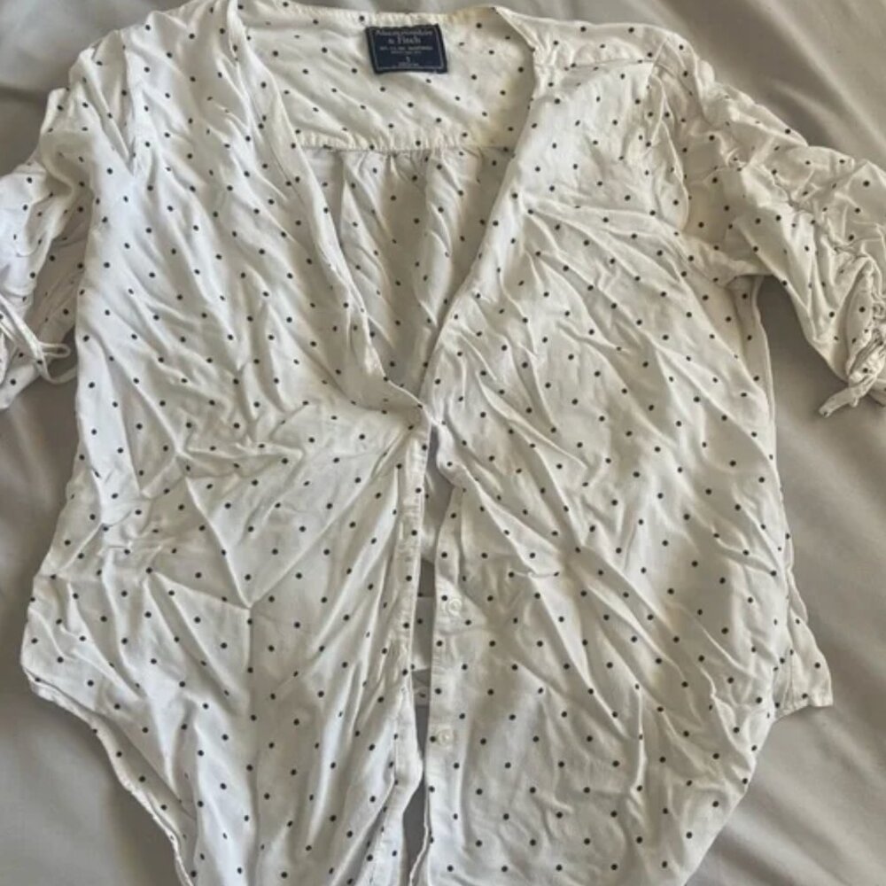Abercrombie & Fitch Cream Blouse with Black Dots